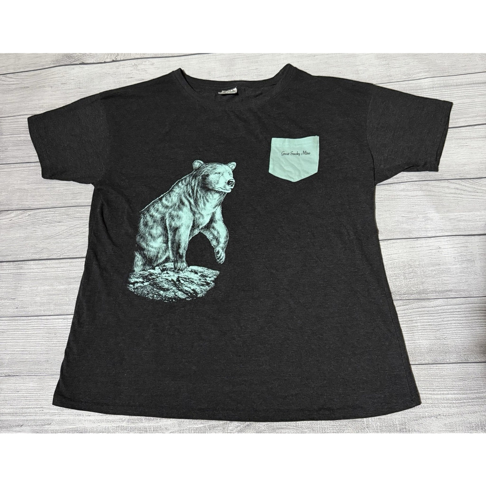 Great Smoky Mountains Tennessee Bear Pocket Graphic T Shirt Size 2XL XXL